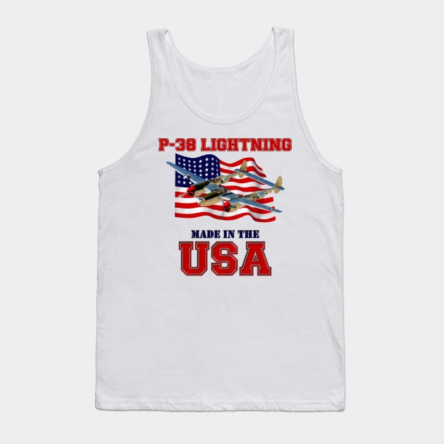 P-38 Lightning Made in the USA Tank Top by MilMerchant
